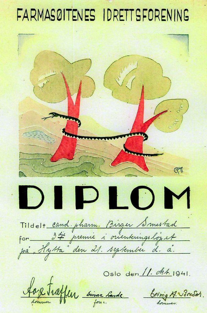 Bevis for fin innsats i orienteringsløpet høsten 1941.