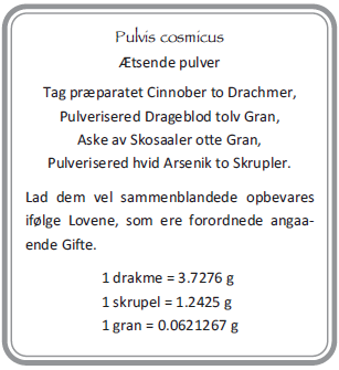 Figur 8 Oppskrift på etsende pulver med tilhørende vektforklaringer (23, 42).