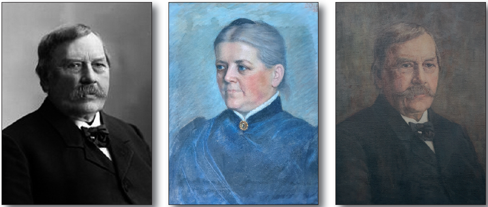 Hans H. Hvoslef som apoteker. (Foto: Gustav Borgen).Malerier av Catharina og Hans H. Hvoslef. Maleriene er i privat eie hos deres oldebarn Lars Hvoslef (7). Foto: Erik Andrew.